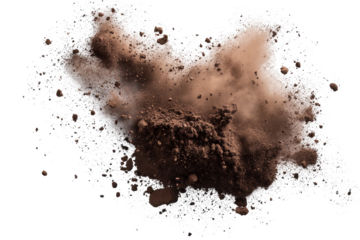 Soil explosion effects with flying debris showcasing dramatic movement and energy in a dynamic scene