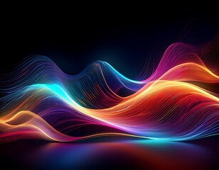 vibrant abstract light waveforms on black