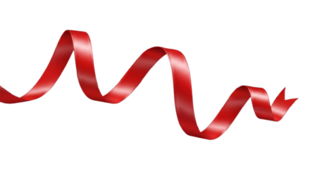 Vibrant Red Wavy Ribbon Isolated on Transparent Background
Glossy Red Waving Banner or Shiny Festive Decoration Element
Elegant Curled Red Ribbon Swirl Design for Celebration