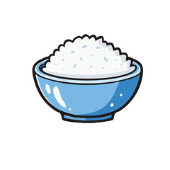 Cute Cartoon Bowl of Steamed White Rice Illustration