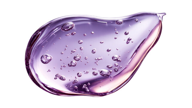 Hyaluronic serum drop purple gel glossy texture transparent liquid cosmetic skincare hydration concept macro bubble clean beauty anti aging minimal design glows softly with soothing elegance