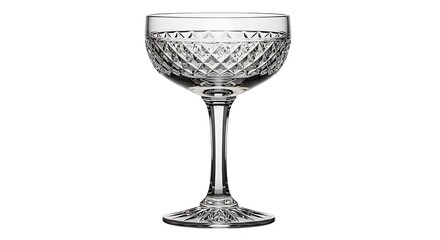 Elegant crystal coupe glass with intricate diamond cut pattern
