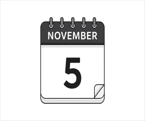 November 5th Calendar Illustration Marking the Date and Important Event