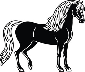 Detailed Horse Icon Outline Vector Illustration  

