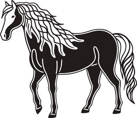 Horse Icon Silhouette in Details Vector Illustration  
