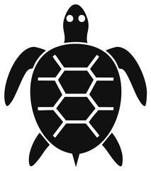 Obraz premium Elegant black silhouette of turtle with detailed shell, simple and modern aquatic reptile drawing