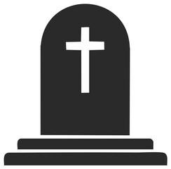 Fototapeta premium Tombstone Illustration with Cross, Memorial Concept, Death Symbol