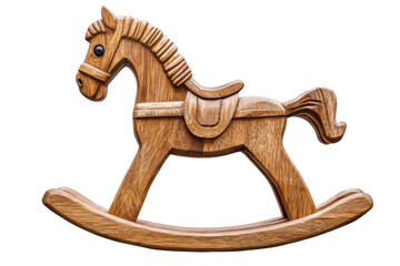 Beautiful wooden rocking horse designed for children, perfect for playtime in a cozy home setting or nursery, offering a classic and timeless appeal