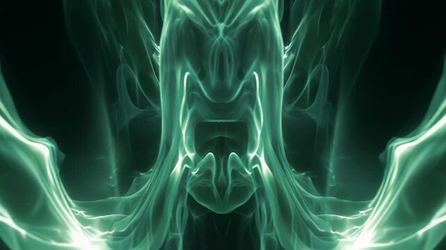 Green abstract energy light flowing symmetrical pattern