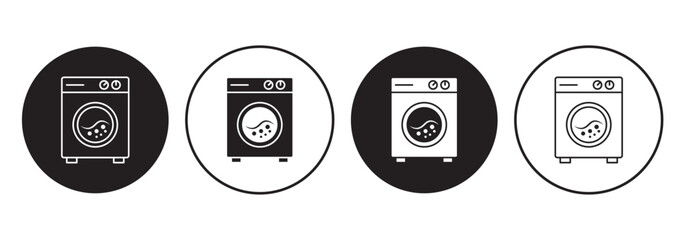 Clothes washing machine vector icon sheet. laundry washer sign. home appliance electric wash machine vector symbol on white background