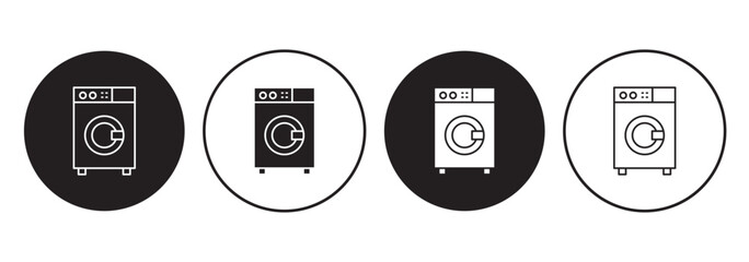 Clothes washing machine vector icon sheet. laundry washer sign. home appliance electric wash machine vector symbol on white background