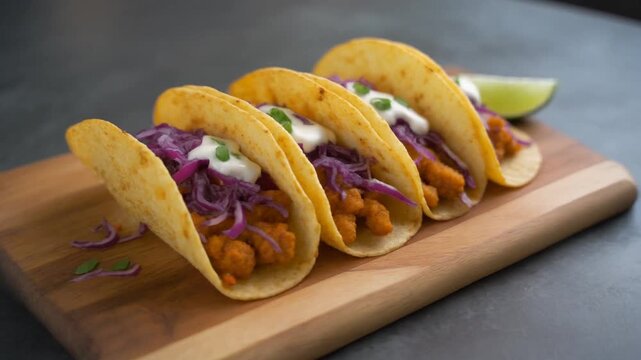Jackfruit-Tacos mit Rotkohl und Limettensauce
