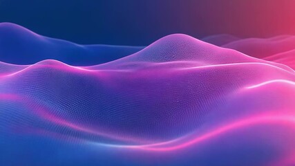 Glowing digital wave network creating abstract futuristic landscape - Powered by Adobe