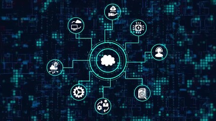 Cloud computing technology connects data storage and processing to provide efficient solutions for business and personal use, enabling seamless collaboration and innovation - Powered by Adobe