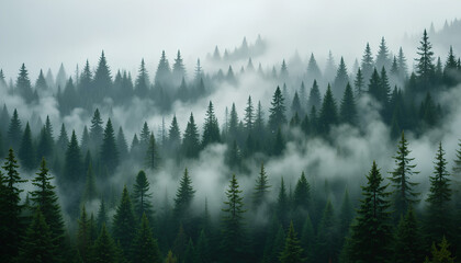 misty morning in the forest