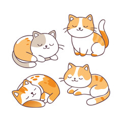 set of funny cats, set of funny cartoon cats