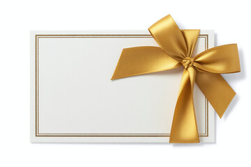 Gold Ribbon Gift Card or Blank Certificate Template with Elegant Golden Frame and Space for Copy