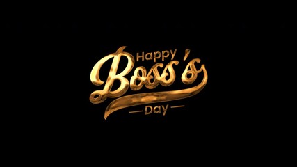 Happy boss's day text Animation, alha channel. suitable for digital cards, social media posts, office decorations, and presentations.