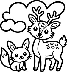Cute Forest Friends for coloring book