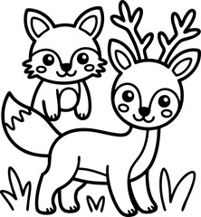 Cute Forest Friends for coloring book