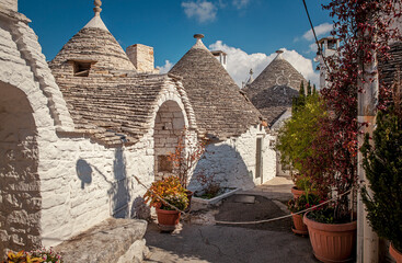 Trulli in Alberobello, Italy. Europe. UNESCO World Heritage Site.