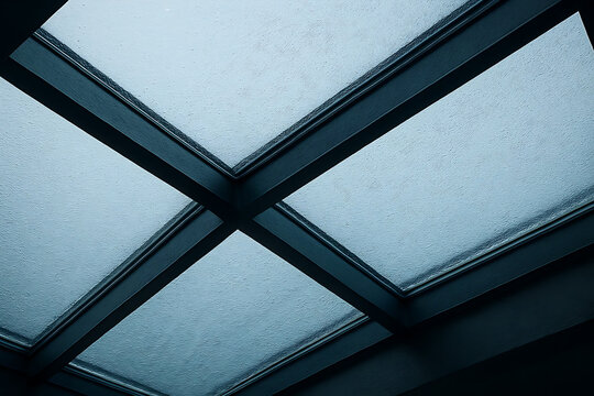 Raindrops on a skylight window create an abstract and textured background