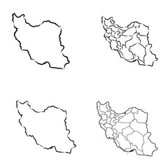 iran, contour map, vector sketch