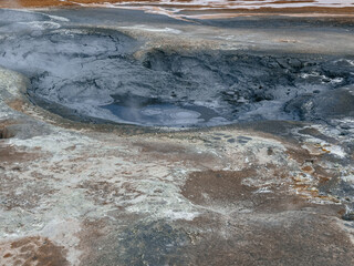 landscape with geothermal fields in the valley of Hverir (Hverarönd), Mývatn