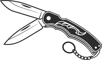 Folding Pocket Knife Vector Illustration.