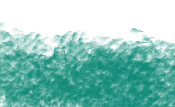 Abstract teal green glowing organic texture isolated on transparent background