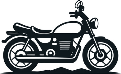 Design of Silhouette Vehicle Motorcycle Illustration Riding on White Background Simple Motorbike Transportation Style