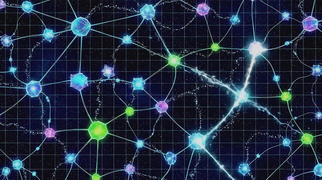 Glowing Neural Net Grid &mdash; Seamless Data Network Loop