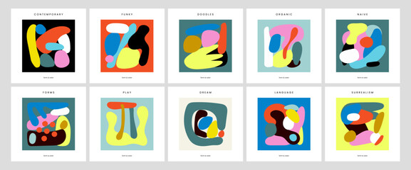 Fototapeta premium Contemporary abstract colorful shapes composition set