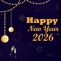 Happy New Year Vector Holiday Template Festive Background