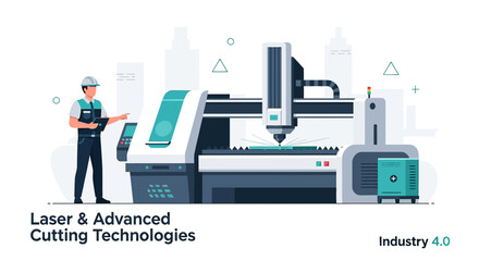 Laser cutting machine illustration showcasing advanced industrial technology and engineering