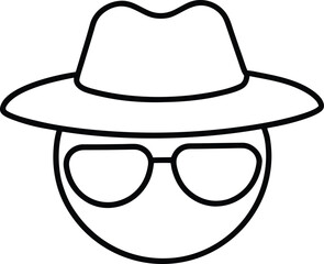 Traveler’s Hat and Sunglasses Line Art Icon Vector Illustration