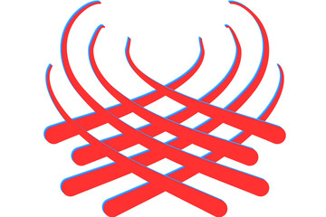 Abstract red curved lines