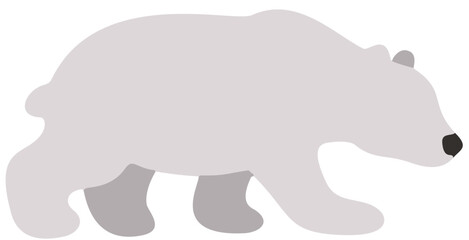 A friendly, minimalist cartoon polar bear in a flat design style, walking.