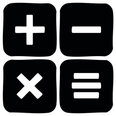 Obraz premium Hand Drawn Math Symbols Plus Minus Multiply Divide Buttons Isolated