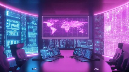 Control room displaying global data and digital information - Powered by Adobe