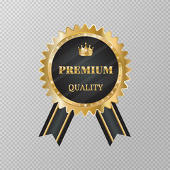 Best choice golden sign with diamonds and ribbon isolated on transparent background. Trophy for challenge. Award medal. Golden label. Design element for advertising.Premium quality.Vector illustration