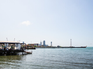 Black Sea and pier at Batumi Port from fish market