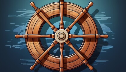 ship wheel with vintage nautical design wooden texture and classic maritime style used for steering boats