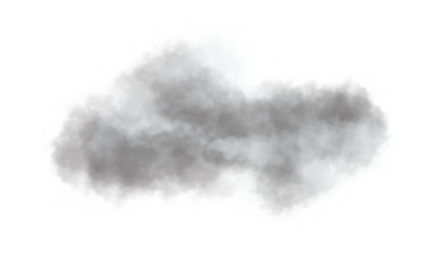 Soft gray smoke cloud texture isolated on white background, light mist or fog effect for digital design, airy dust and vapor overlay, abstract atmospheric illustration element.