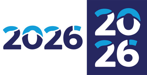 Set of 2026 year number typography design with bold, modern, and stylized font. Suitable for New Year logo, branding, banner, and social media posts.