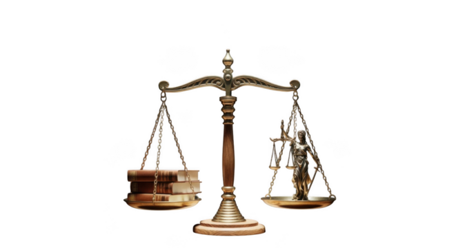 Scales of justice isolated on transparent background