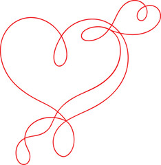 Elegant single continuous line heart drawing illustration