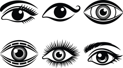 Minimal Black Eye Silhouette SVG Vector Illustration - Eye Clipart. Beauty, Makeup, and Vision, Stylish Human Eye, Abstract Optical and Awareness, Watchful Eye, Logo, Tattoo, and Cosmetic Vector.