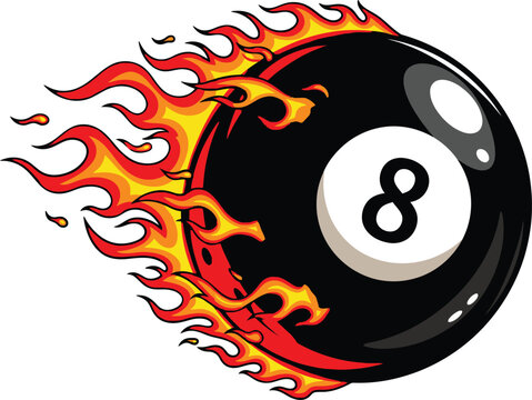 Eight ball on fire