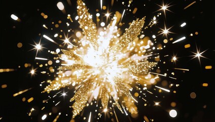 Bright yellow explosion of glitter and stars